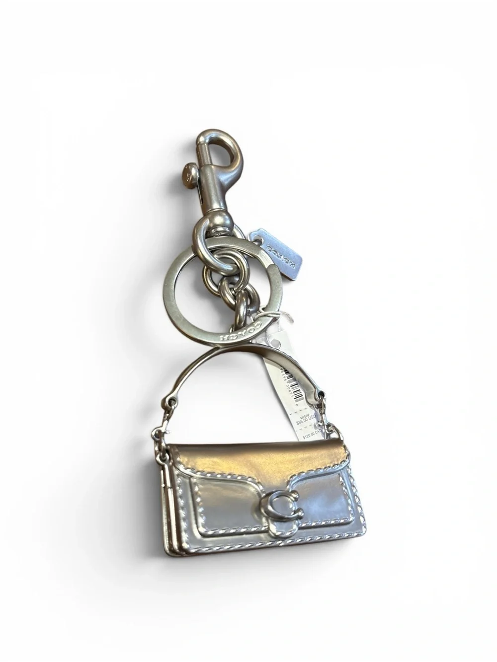 Coach Silver Tabby Mini Handbag Keychain Charm NWT